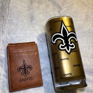 Saints Logo Tumbler NFL and Saints Card Holder Set.